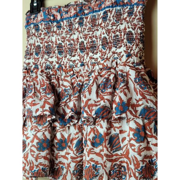 House of Harlow 1960 Tiered Boho Preppy Print‎ Smocked Skirt Women's Size Small - Picture 2 of 10